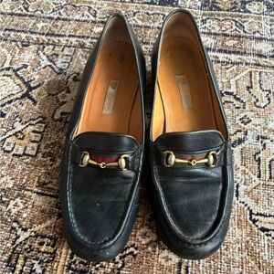 Vintage Gucci Black Leather Loafers